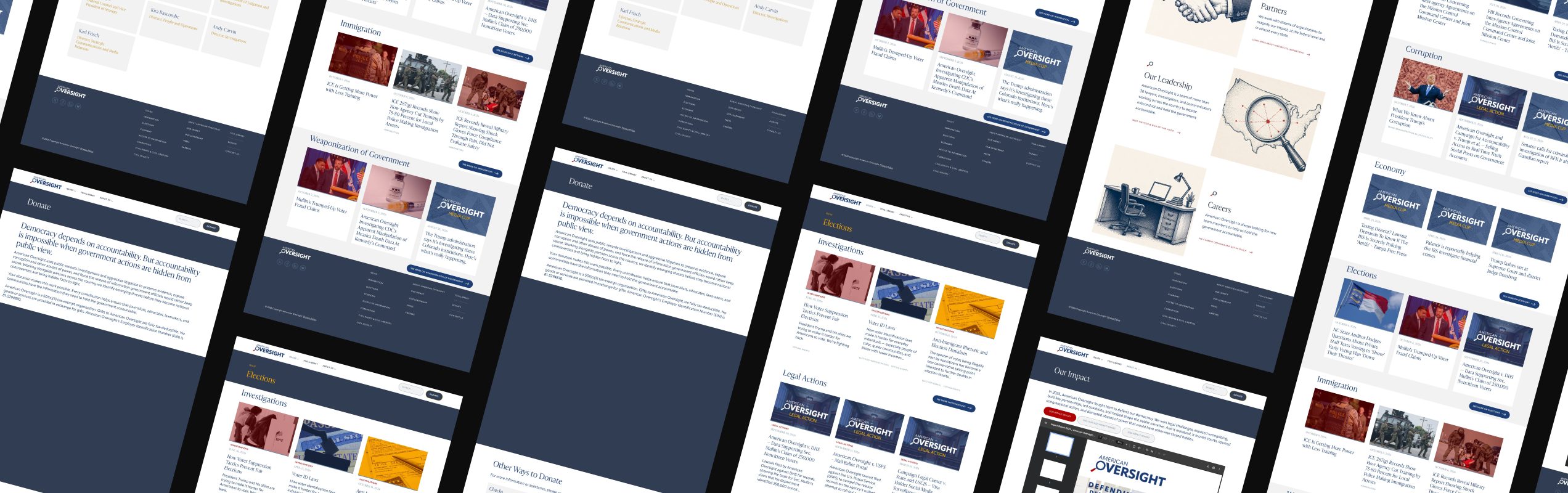 Montage of American Oversight live website pages