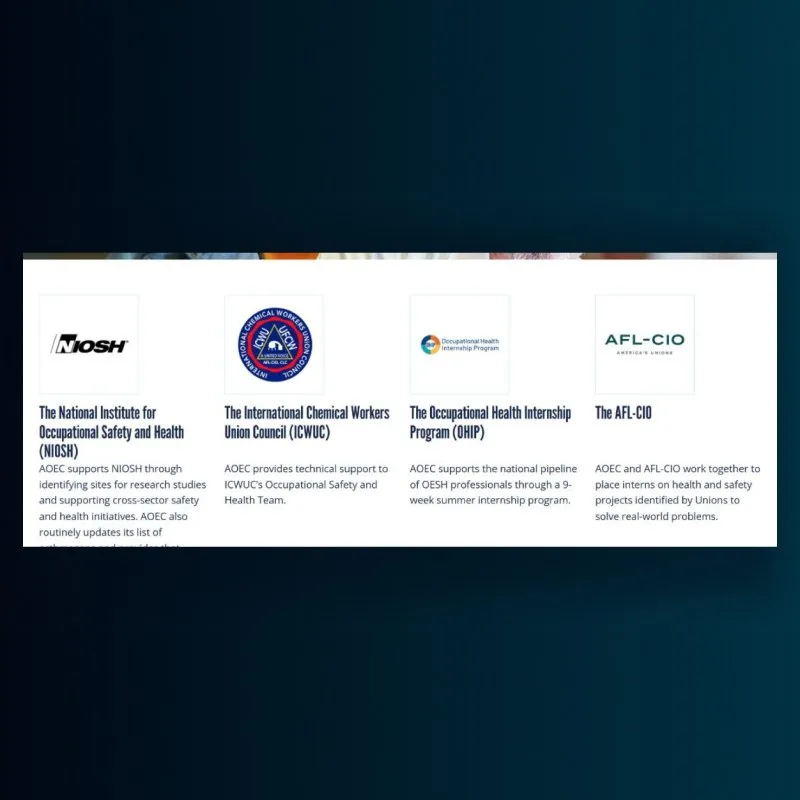 AOEC website design close-up