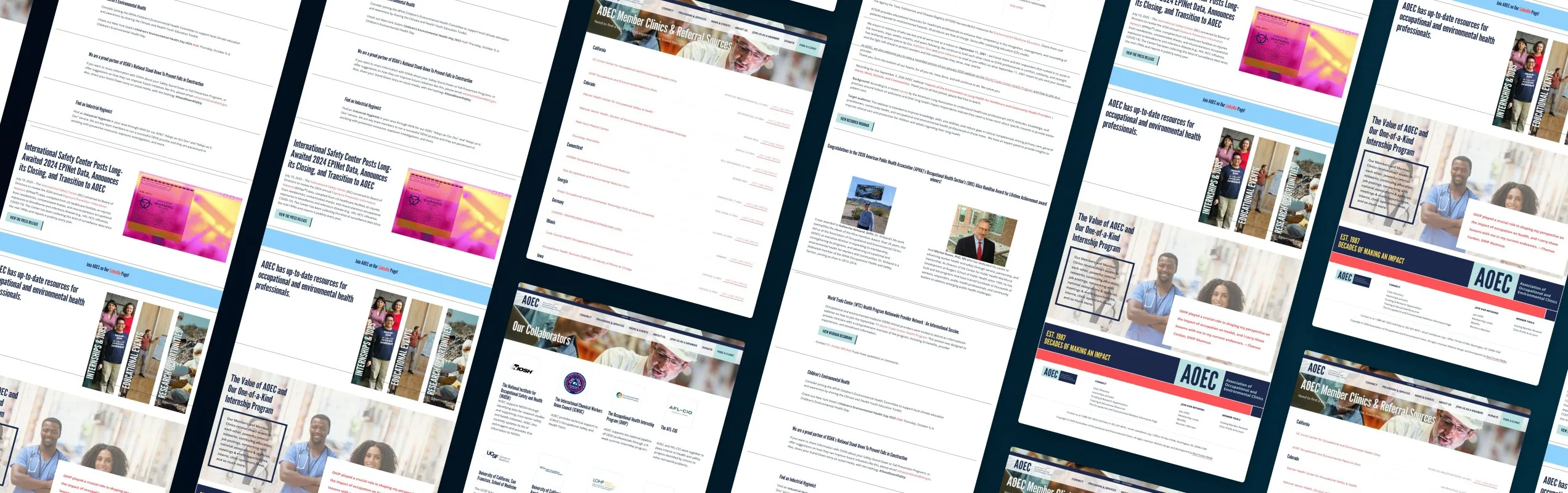AOEC website design montage