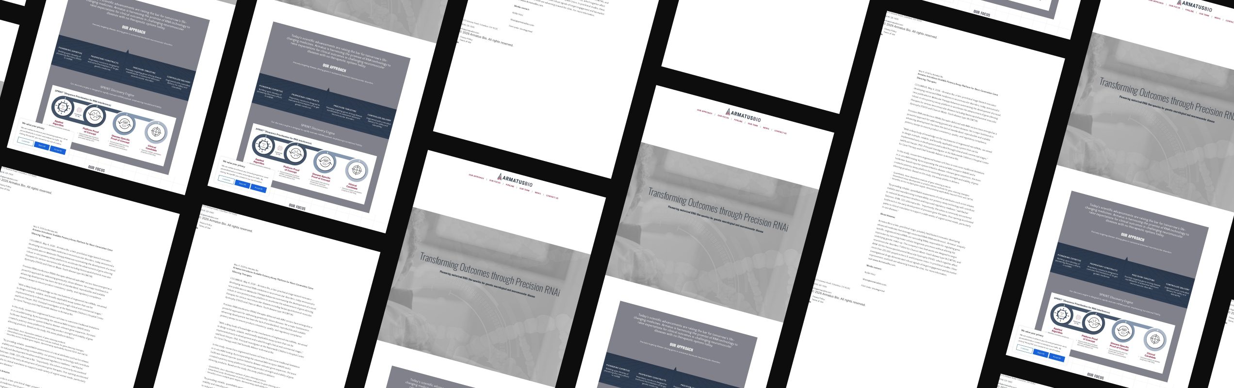 Montage of Armatus Bio website page designs