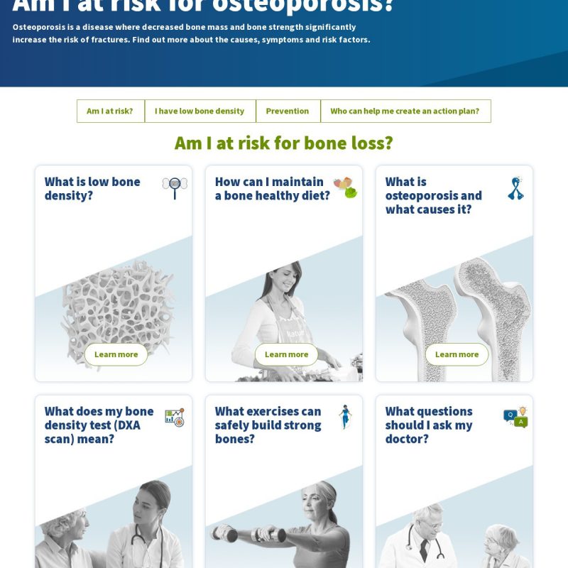Close-up of an interior page on the Path to Good Bone Health (BHOF) website
