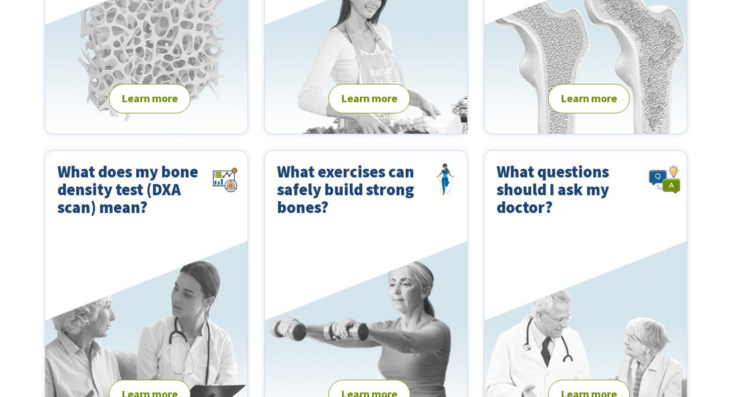 Page design from the Path to Good Bone Health (BHOF) website