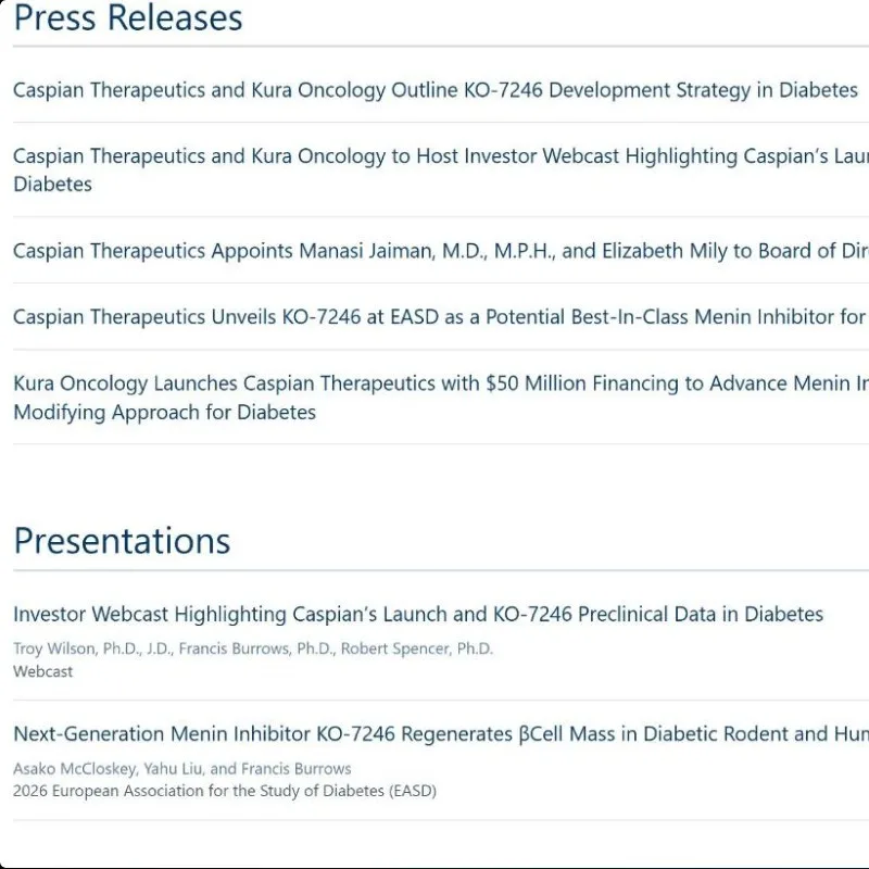 Caspian Therapeutics website design close-up