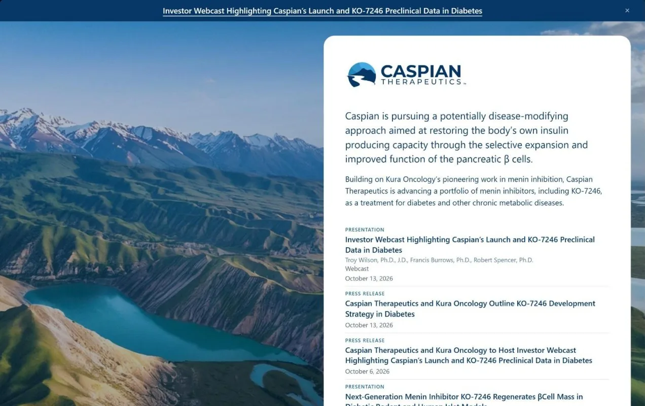Caspian Therapeutics website design highlight