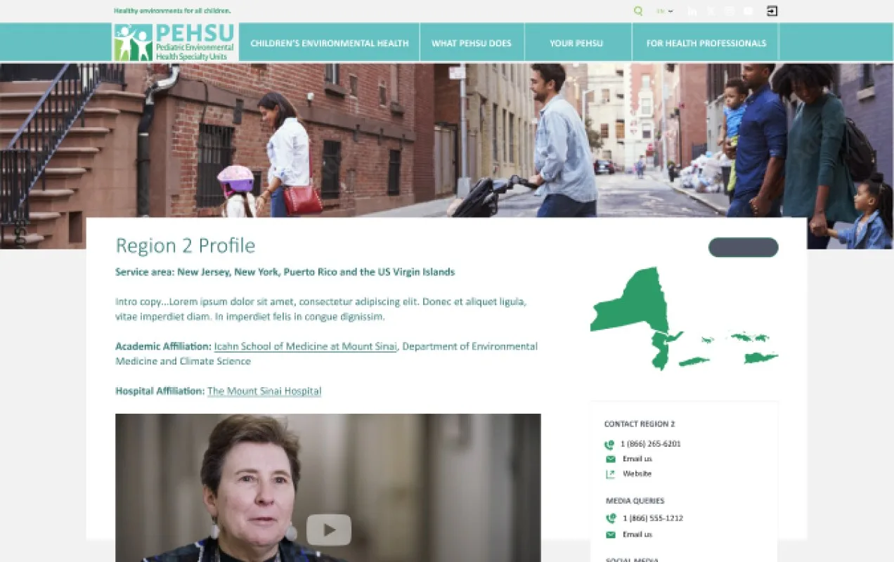 PEHSU website responsive design on desktop, tablet and mobile