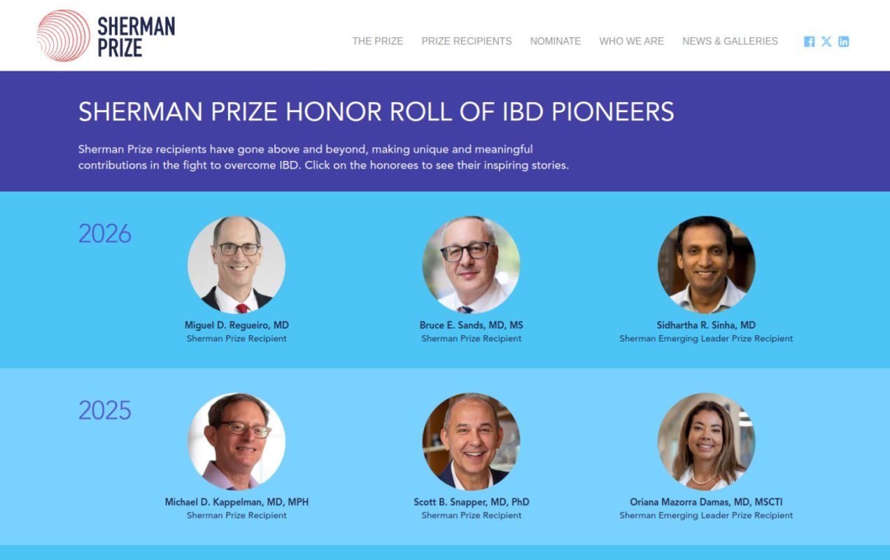 Sherman Prize Honor Roll of IBD Pioneers page design