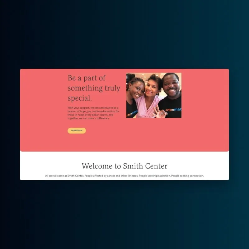 Smith Center website design close-up