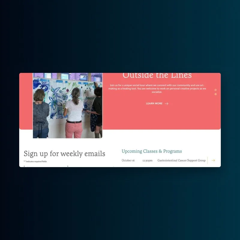 Smith Center website design close-up