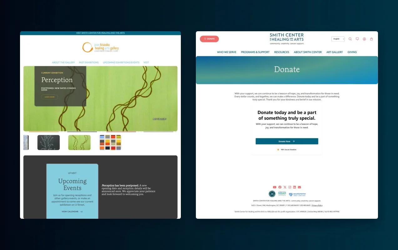 Smith Center website design highlight