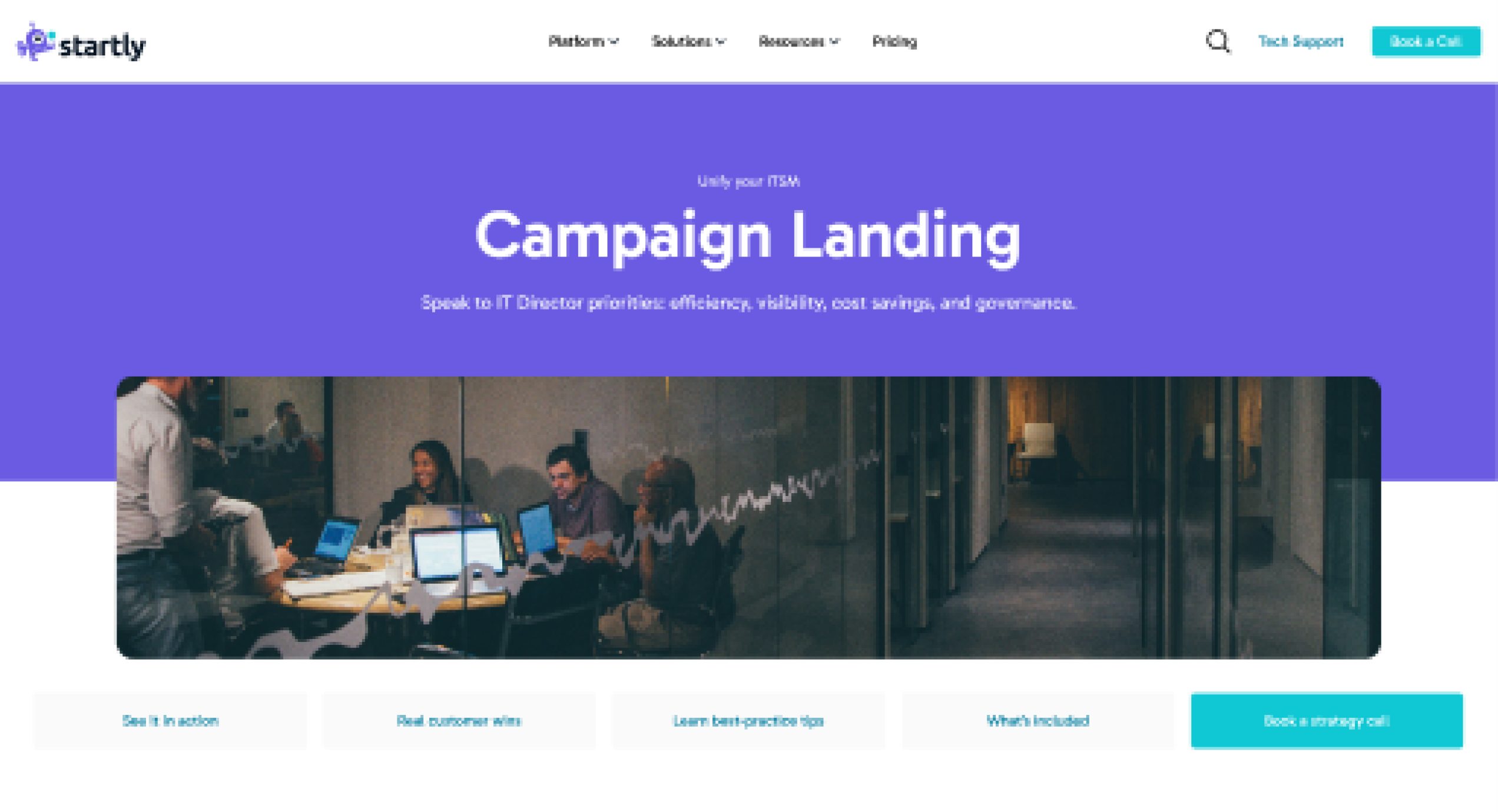 Startly campaign landing page design