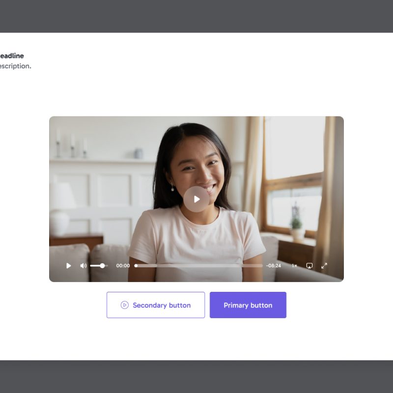 Close-up of the Startly video modal design