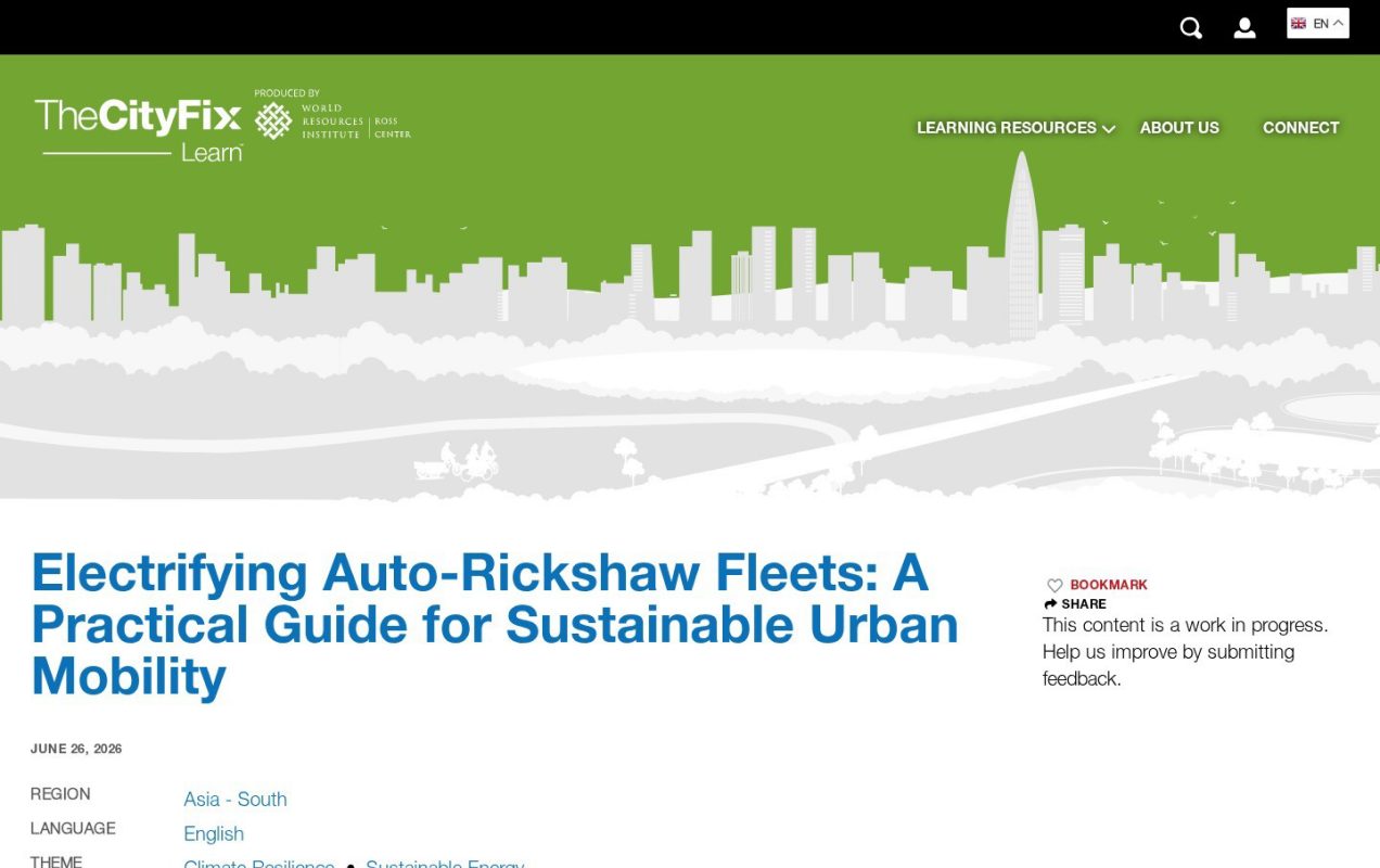 Interior page layout of the TheCityFix Learn website